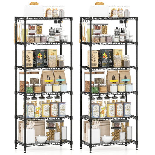 Set of 2 4-Tier Metal Storage Shelving Unit with V-Shaped Wire Rack and 1000 LBS Capacity-Black