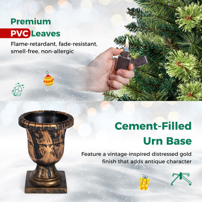 Set of 2 5 Feet LED Christmas Tree with Red Berries Pine Cones and 260 Branch Tips