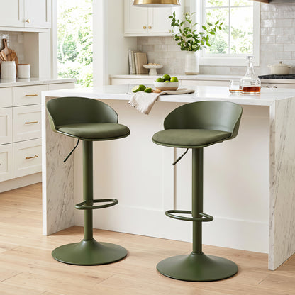 Set of 2 Adjustable Swivel Bar Stools w/ Back & Footrest 330 LBS for Dining-Cream