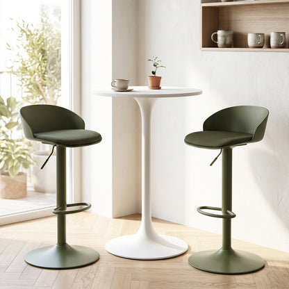 Set of 2 Adjustable Swivel Bar Stools w/ Back & Footrest 330 LBS for Dining-Cream