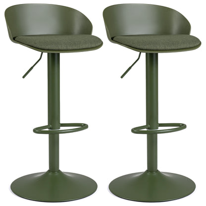 Set of 2 Adjustable Swivel Bar Stools w/ Back & Footrest 330 LBS for Dining-Cream