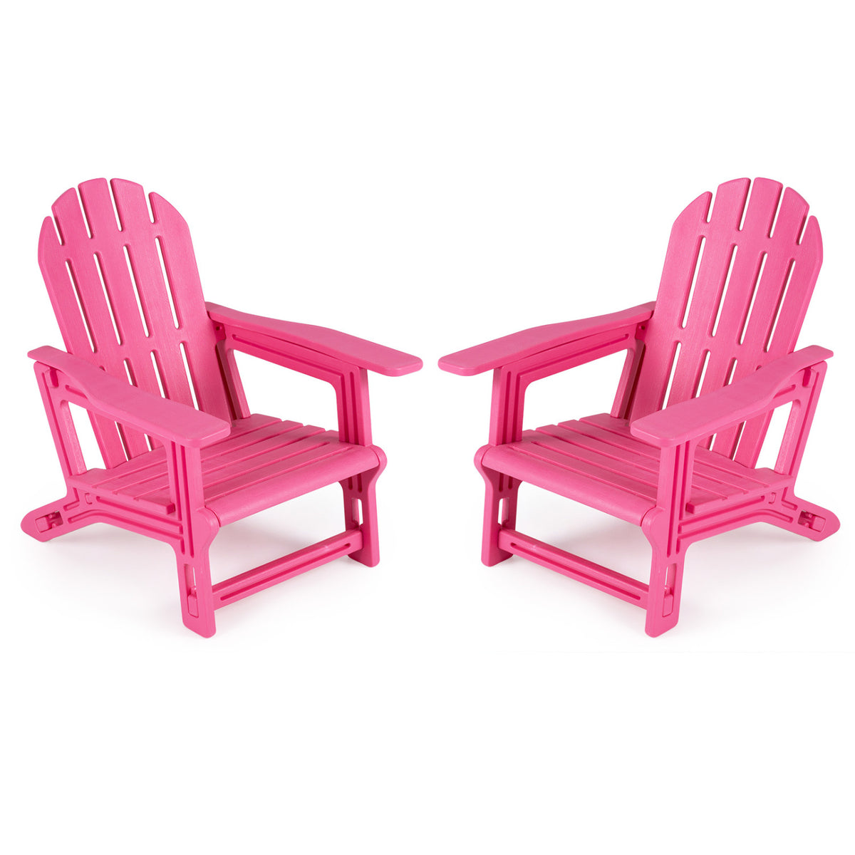 Set of 2 All-Weather Outdoor Kids Patio Seating with Ergonomic Design-Pink