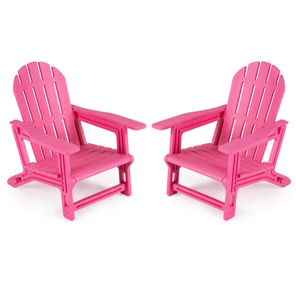 Set of 2 All-Weather Outdoor Kids Patio Seating with Ergonomic Design-Pink