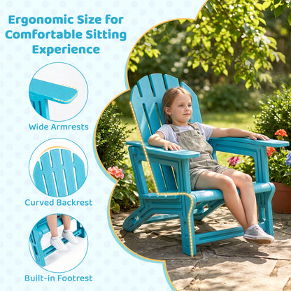 Set of 2 All-Weather Outdoor Kids Patio Seating with Ergonomic Design-Pink
