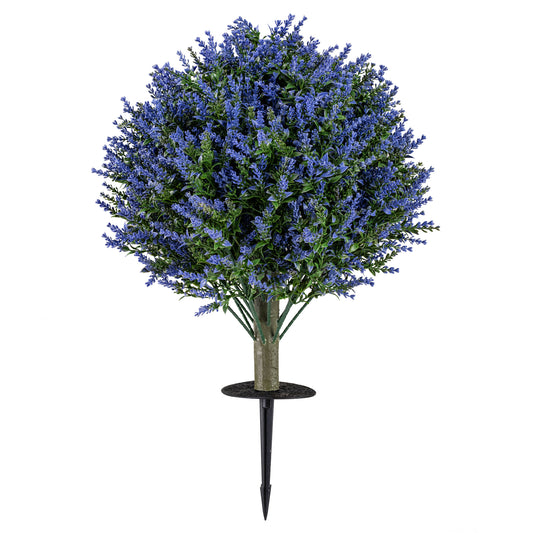 Set of 2 Artificial Lavender Topiary Ball Trees with Ground Spikes