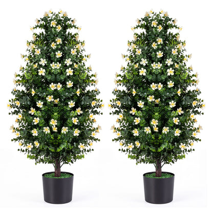 Set of 2 Artificial Topiary Trees 3 FT Fake Bushes Sun-Resistant-Purple