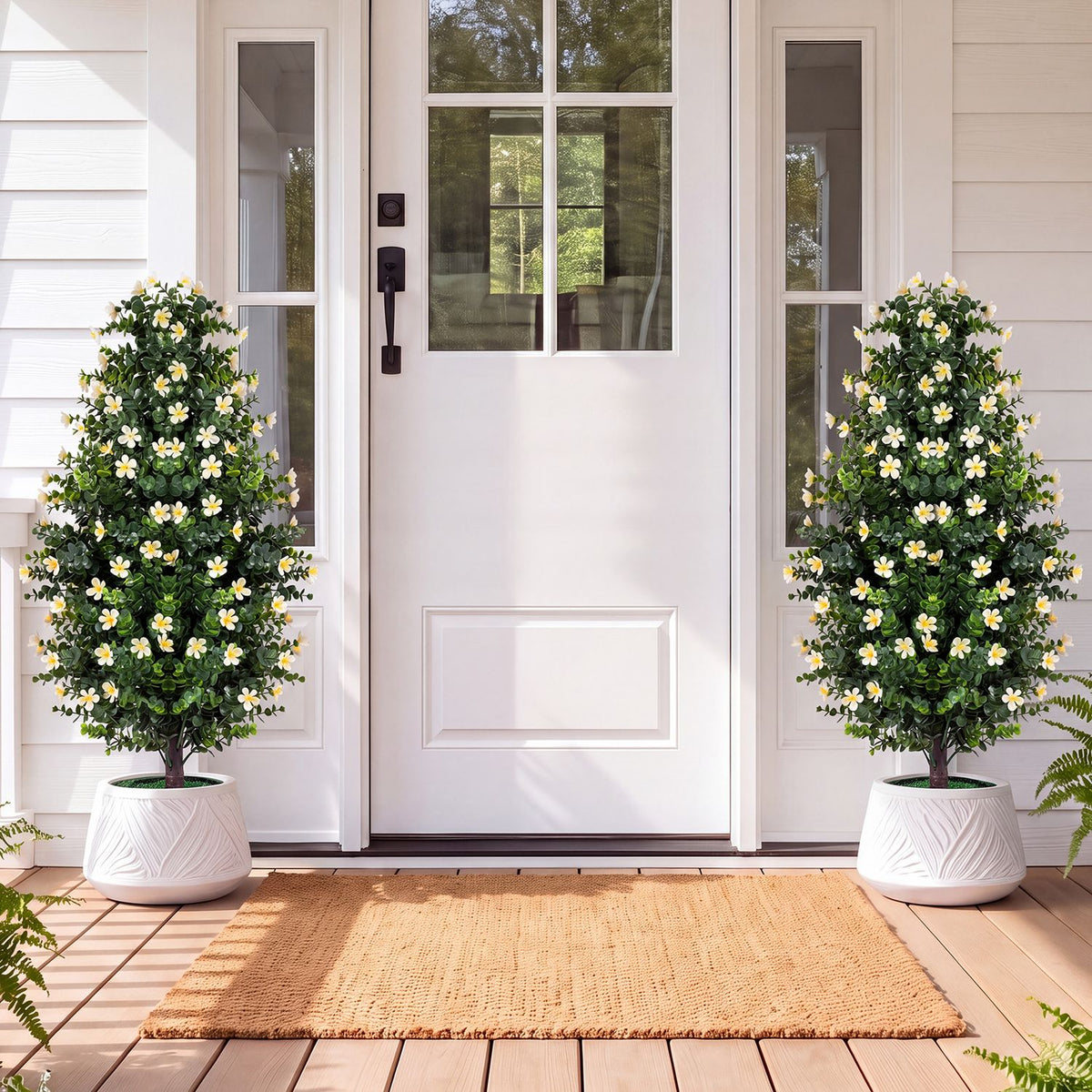 Set of 2 Artificial Topiary Trees 3 FT Fake Bushes Sun-Resistant-Purple