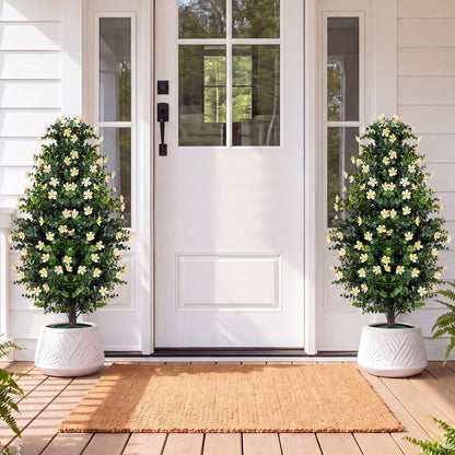 Set of 2 Artificial Topiary Trees 3 FT Fake Bushes Sun-Resistant-Purple