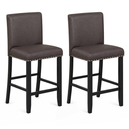 Set of 2 brown bar stools with backrests, modern kitchen island seating by Wilsons Home Store.