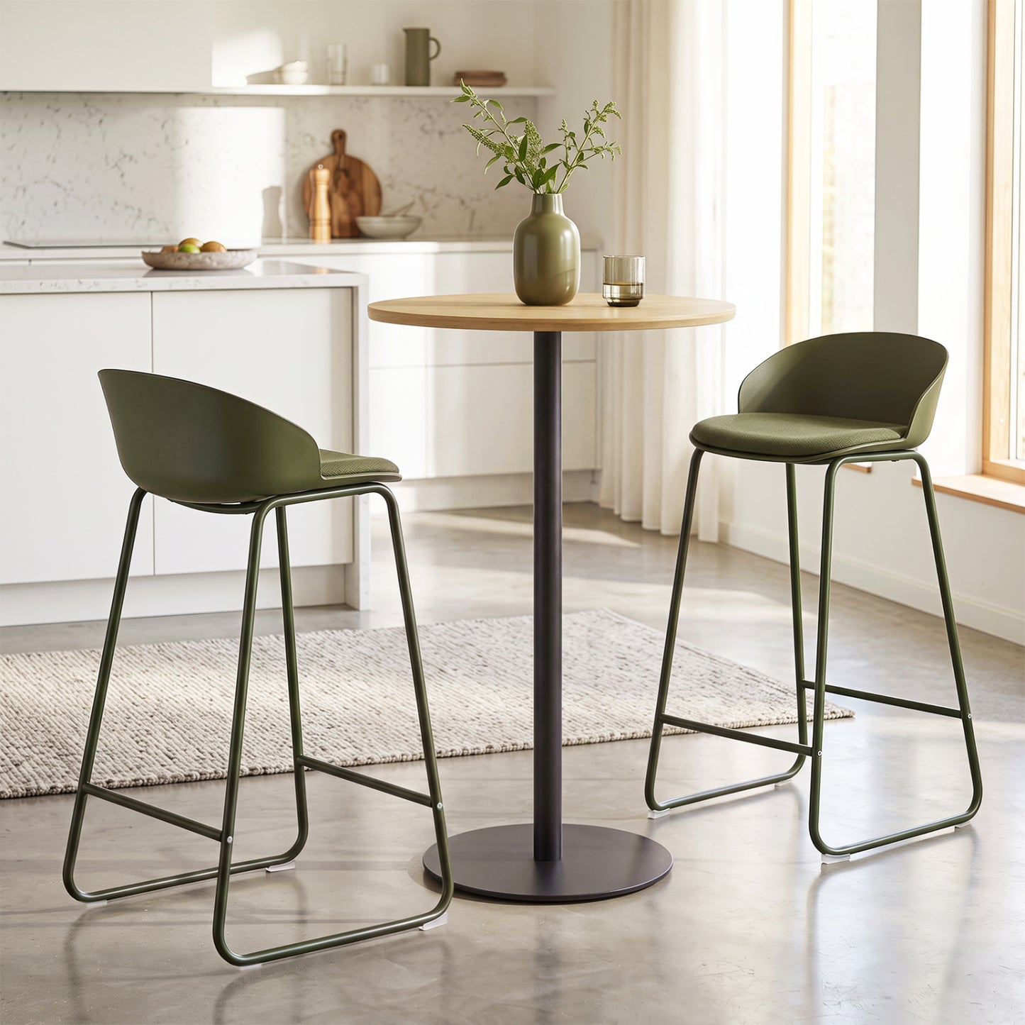 Set of 2 Counter Height Bar Stools with Curved Backrest and Metal Frame for Kitchen Dining-Gray