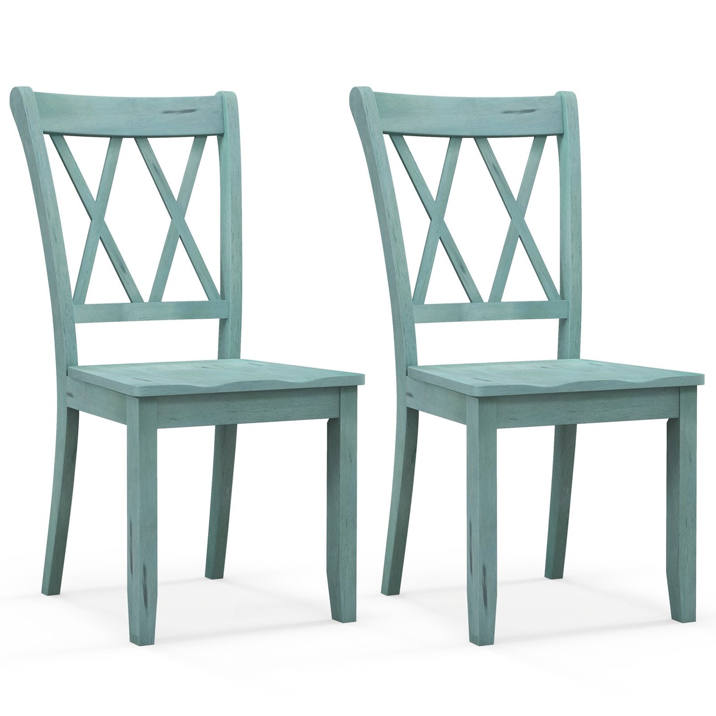 Set of 2 Wooden Dining Chairs Mid Century Farmhouse Retro Kitchen Chairs-Brown