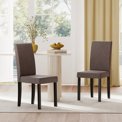 Set of 2 Dining Chair Mid-Century Modern Fabric Upholstered Parson Chairs-Beige