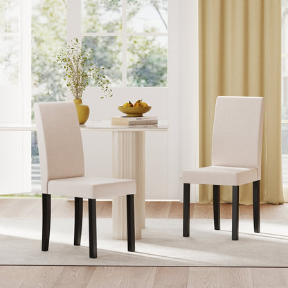 Set of 2 Dining Chair Mid-Century Modern Fabric Upholstered Parson Chairs-Beige