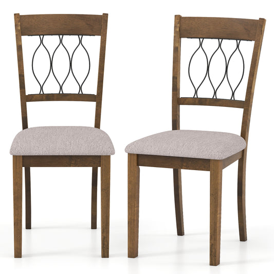 Set of 2 Dining Chair Fabric/Faux Leather Upholstered with Padded Seat-Rustic Brown