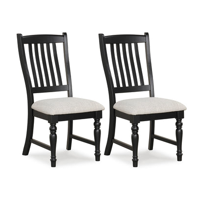 Set of 2 Dining Chairs Kitchen Side Chair with Solid Wood Legs-Black