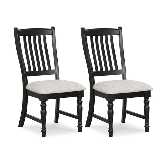 Set of 2 Dining Chairs Kitchen Side Chair with Solid Wood Legs-Black