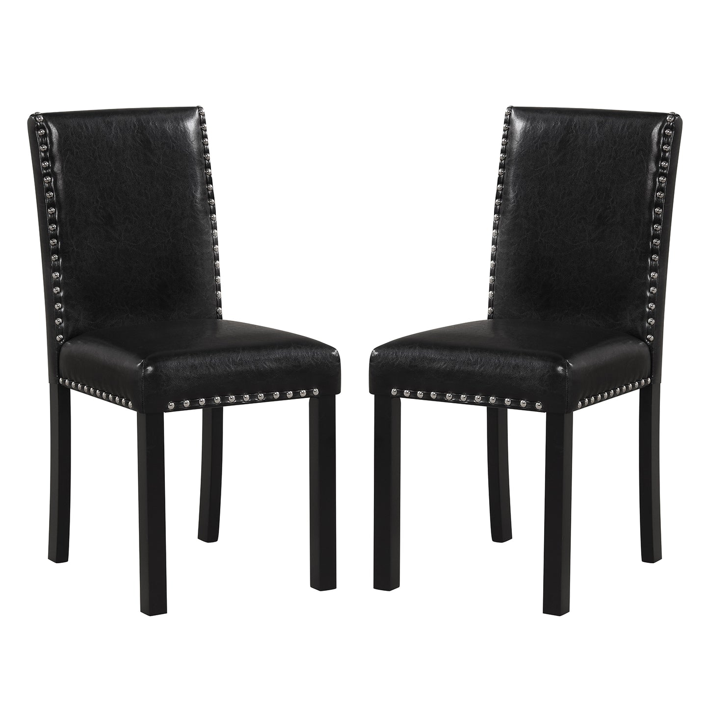 Set of 2 Dining Chairs with Solid Rubber and Wood Legs
