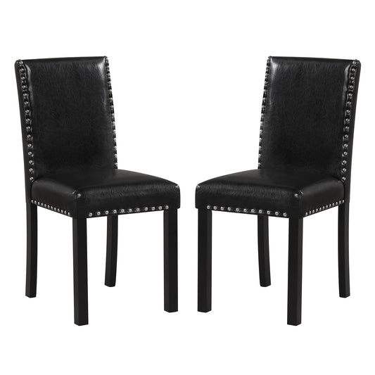 Set of 2 Dining Chairs with Solid Rubber and Wood Legs