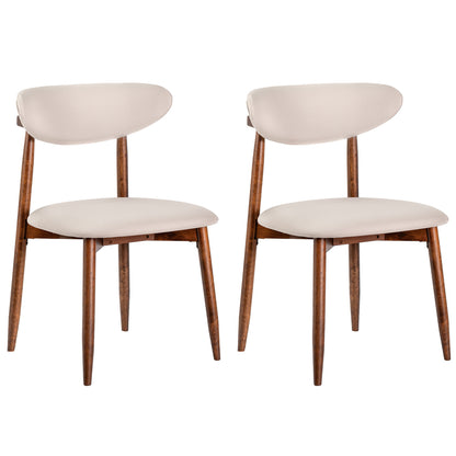 Set of 2 beige fabric upholstered dining chairs with curved backs, stylish kitchen and dining furniture by Wilsons Home Store.