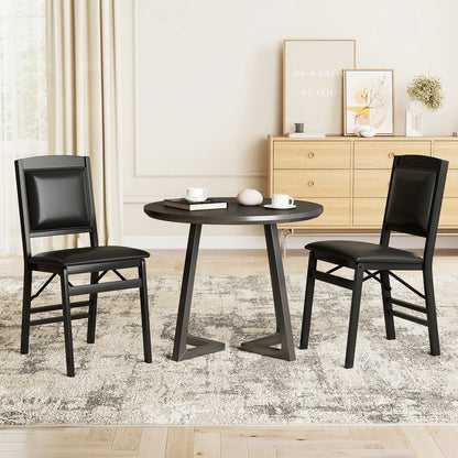 Set of 2 Folding Dining Chairs with Padded Seat and High Backrest-Black