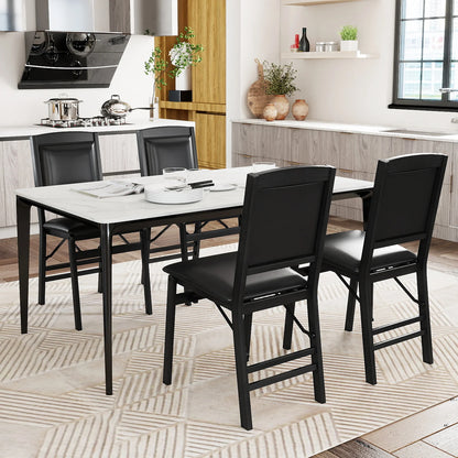 Set of 2 Folding Dining Chairs with Padded Seat and High Backrest-Black