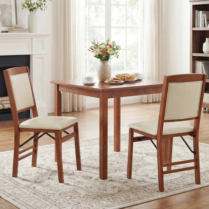 Set of 2 Folding Dining Chairs with Padded Seat and High Backrest-Black