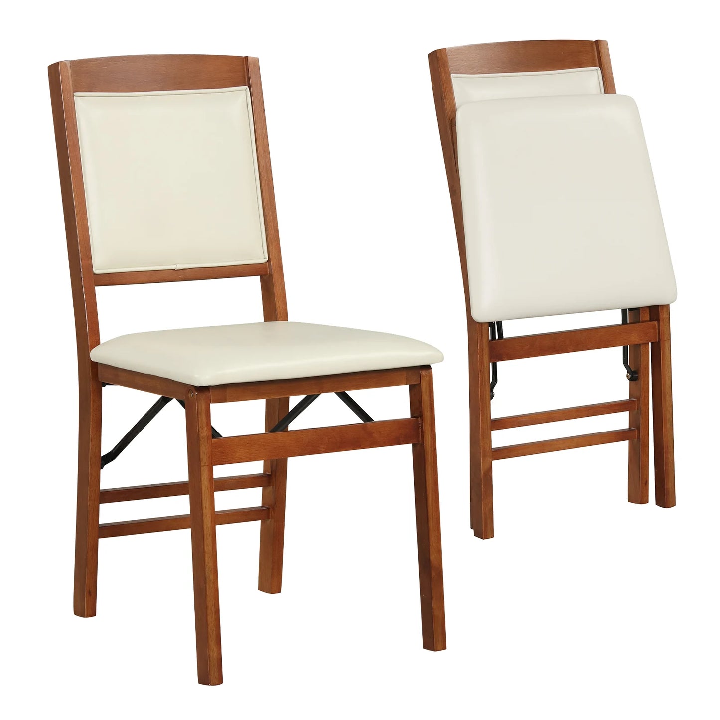 Set of 2 Folding Dining Chairs with Padded Seat and High Backrest-Black