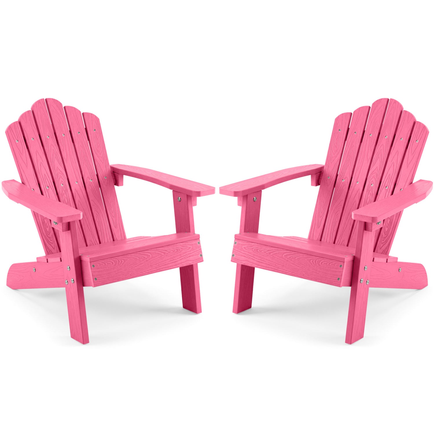 Set of 2 kids outdoor Adirondack chairs in brown with high tilted backrests, suitable for outdoor patio and garden use.