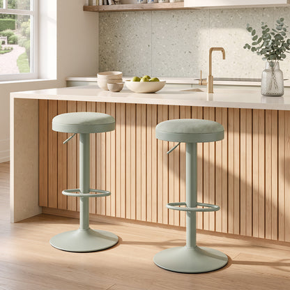 Set of 2 Kitchen Bar Stools with Height Adjustment Padded Seat and D-Shaped Footrest-Black
