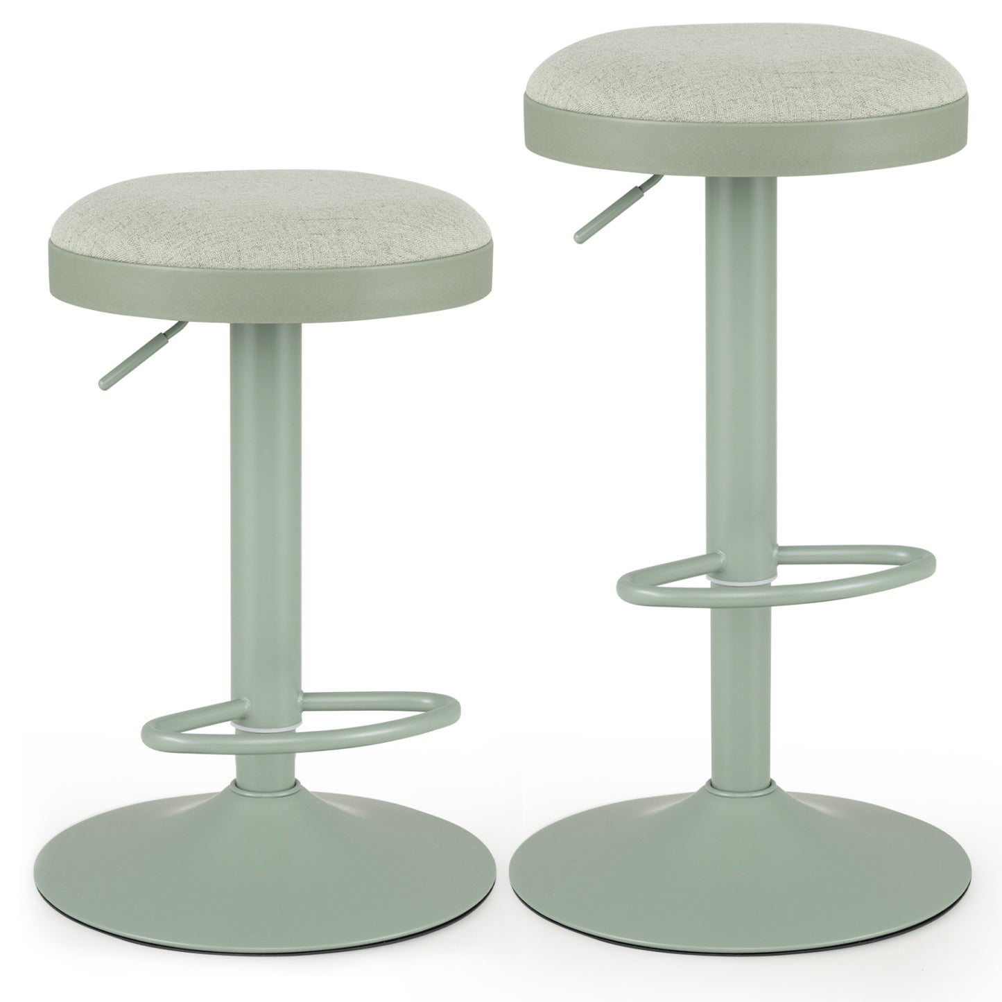 Set of 2 Kitchen Bar Stools with Height Adjustment Padded Seat and D-Shaped Footrest-Black