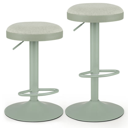 Set of 2 Kitchen Bar Stools with Height Adjustment Padded Seat and D-Shaped Footrest-Black