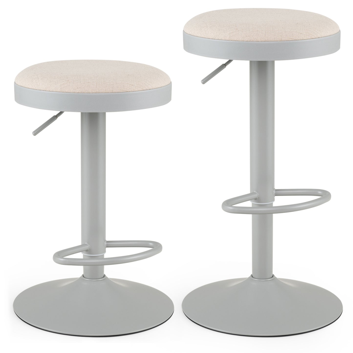 Set of 2 Kitchen Bar Stools with Height Adjustment Padded Seat and D-Shaped Footrest-Black