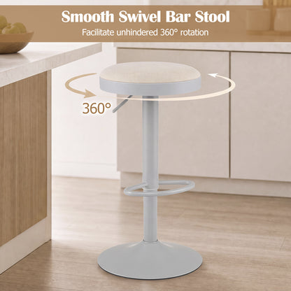 Set of 2 Kitchen Bar Stools with Height Adjustment Padded Seat and D-Shaped Footrest-Black