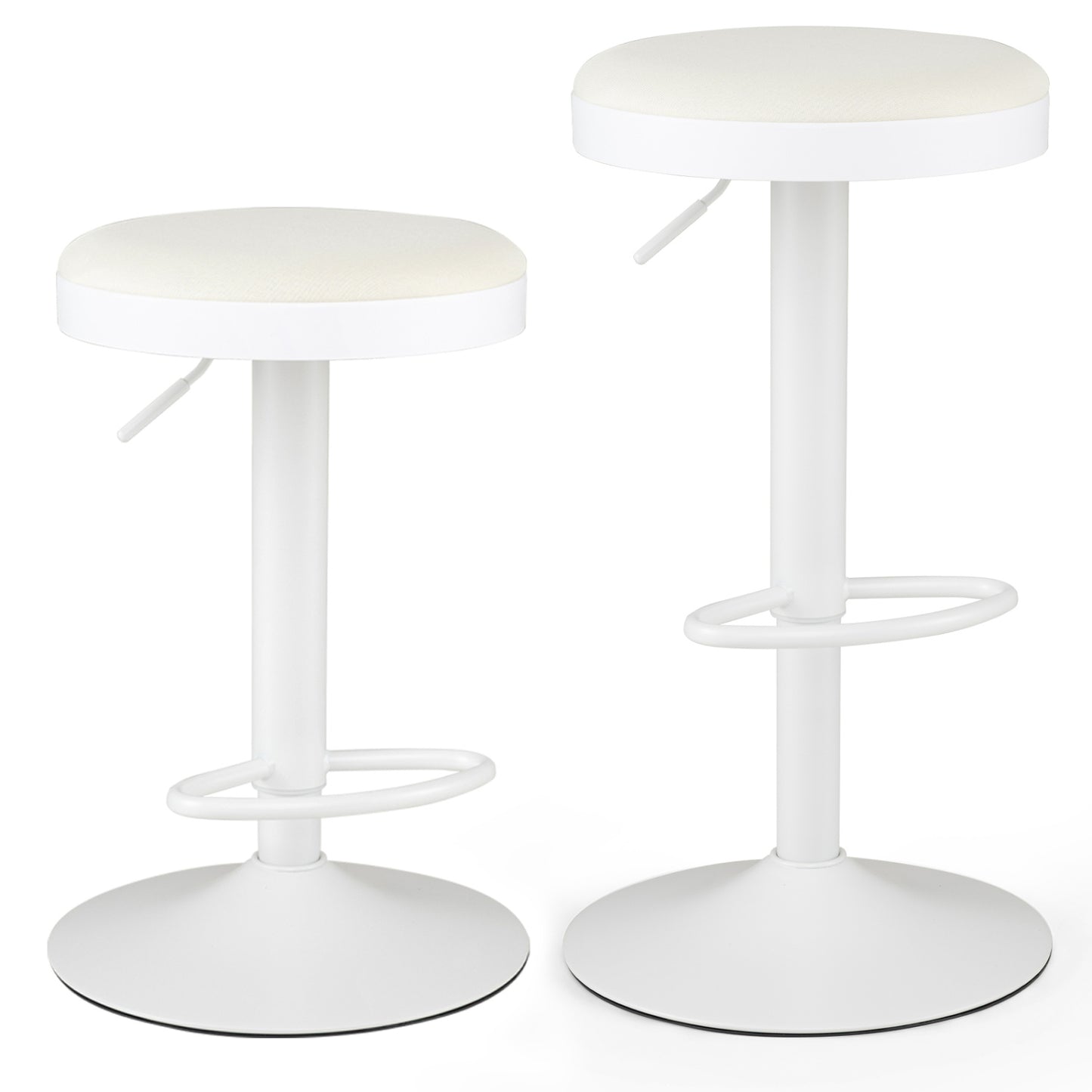 Set of 2 Kitchen Bar Stools with Height Adjustment Padded Seat and D-Shaped Footrest-Black