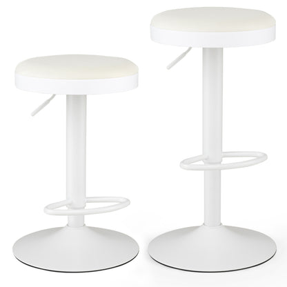 Set of 2 Kitchen Bar Stools with Height Adjustment Padded Seat and D-Shaped Footrest-Black