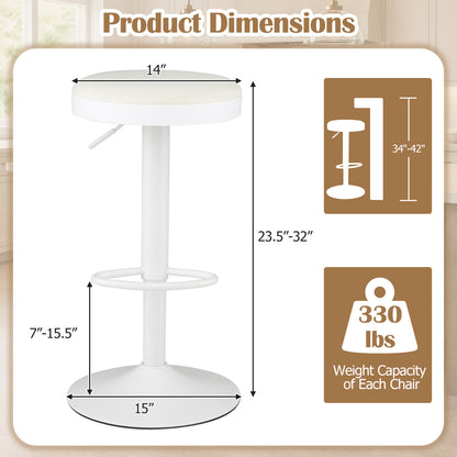 Set of 2 Kitchen Bar Stools with Height Adjustment Padded Seat and D-Shaped Footrest-Black