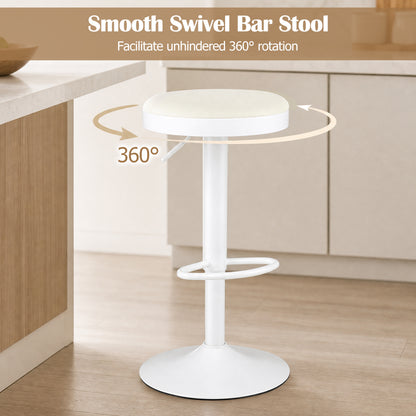 Set of 2 Kitchen Bar Stools with Height Adjustment Padded Seat and D-Shaped Footrest-Black
