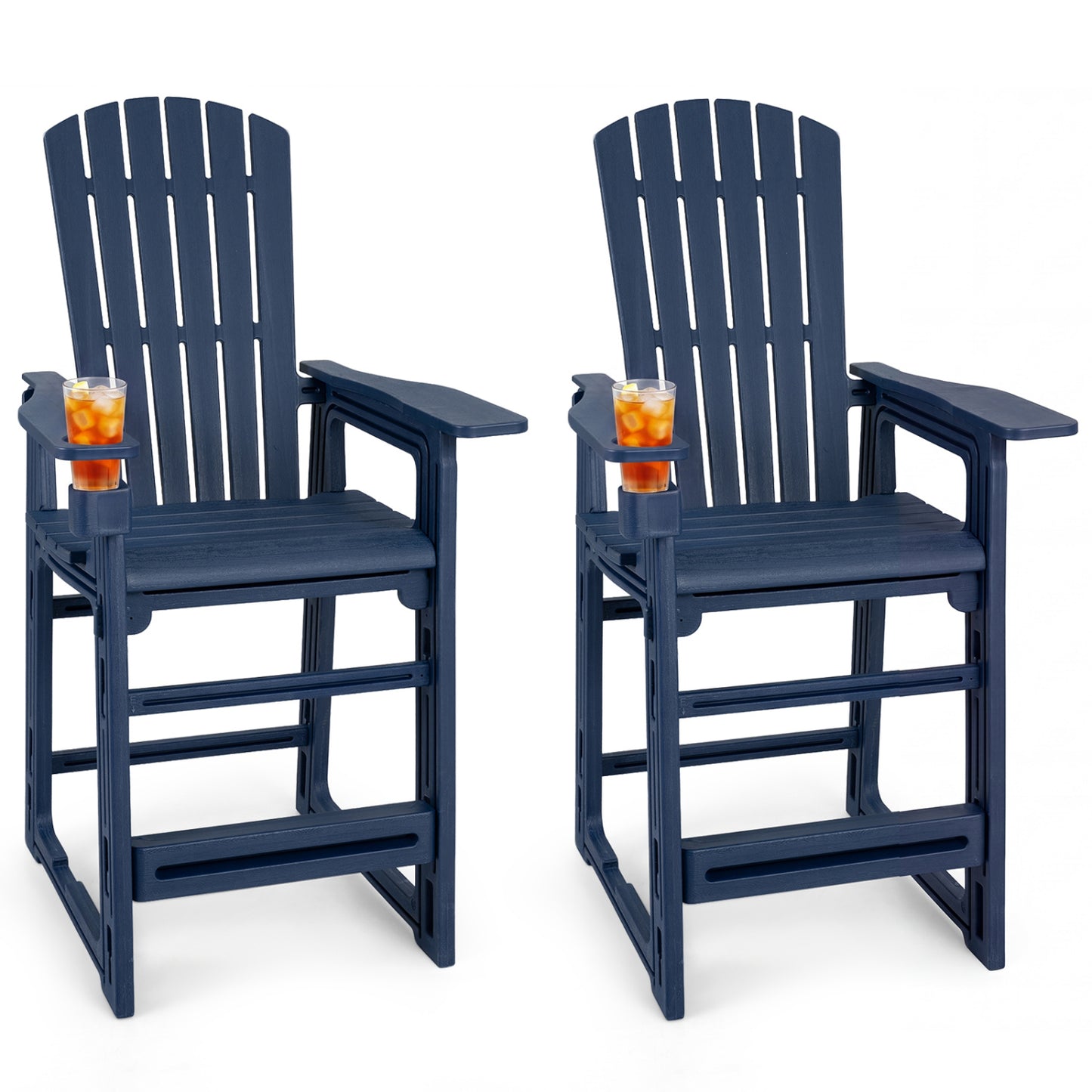 Set of 2 black outdoor 29-inch bar stools with backrests and armrests, designed for patio outdoor patio furniture.