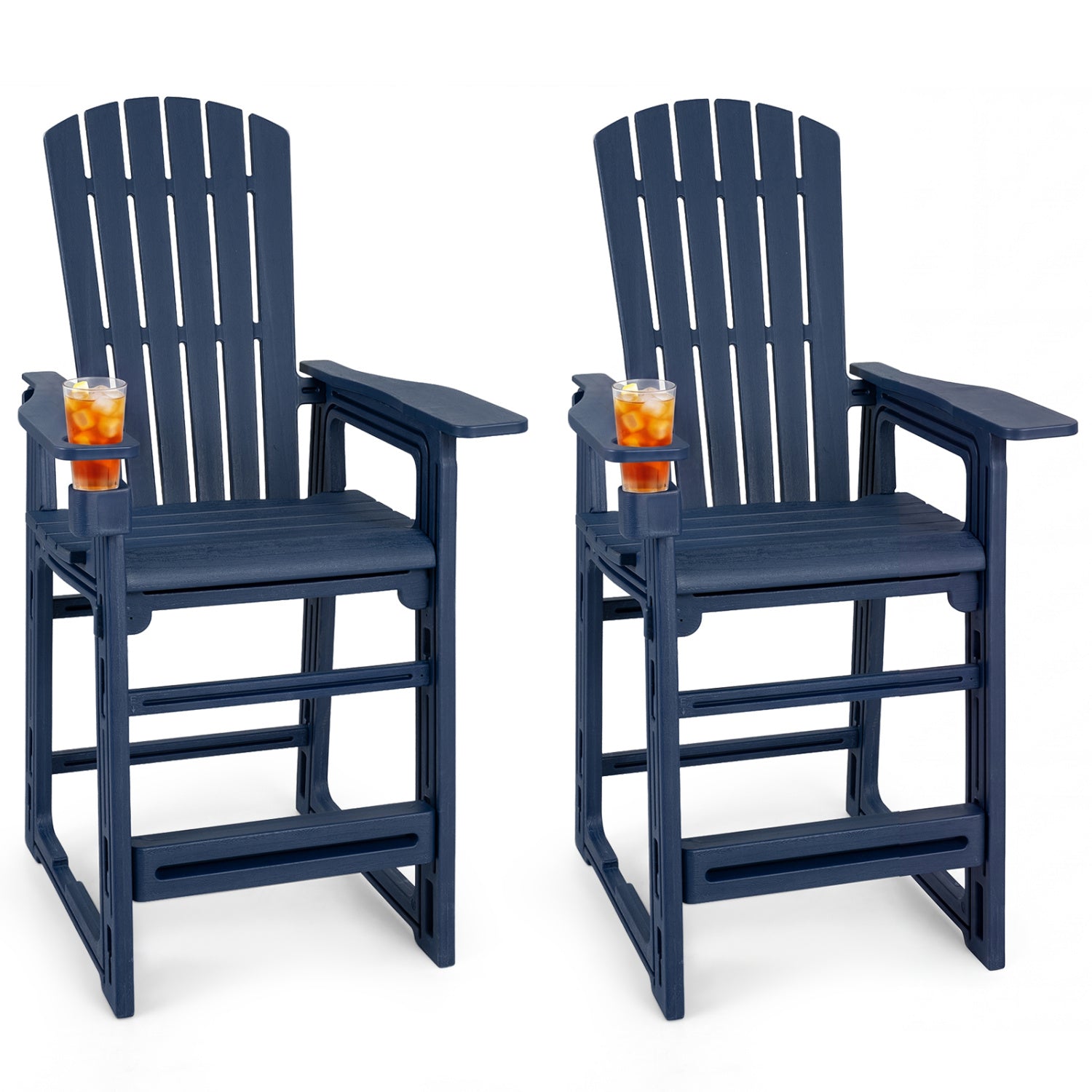Set of 2 black outdoor 29-inch bar stools with backrests and armrests, designed for patio outdoor patio furniture.