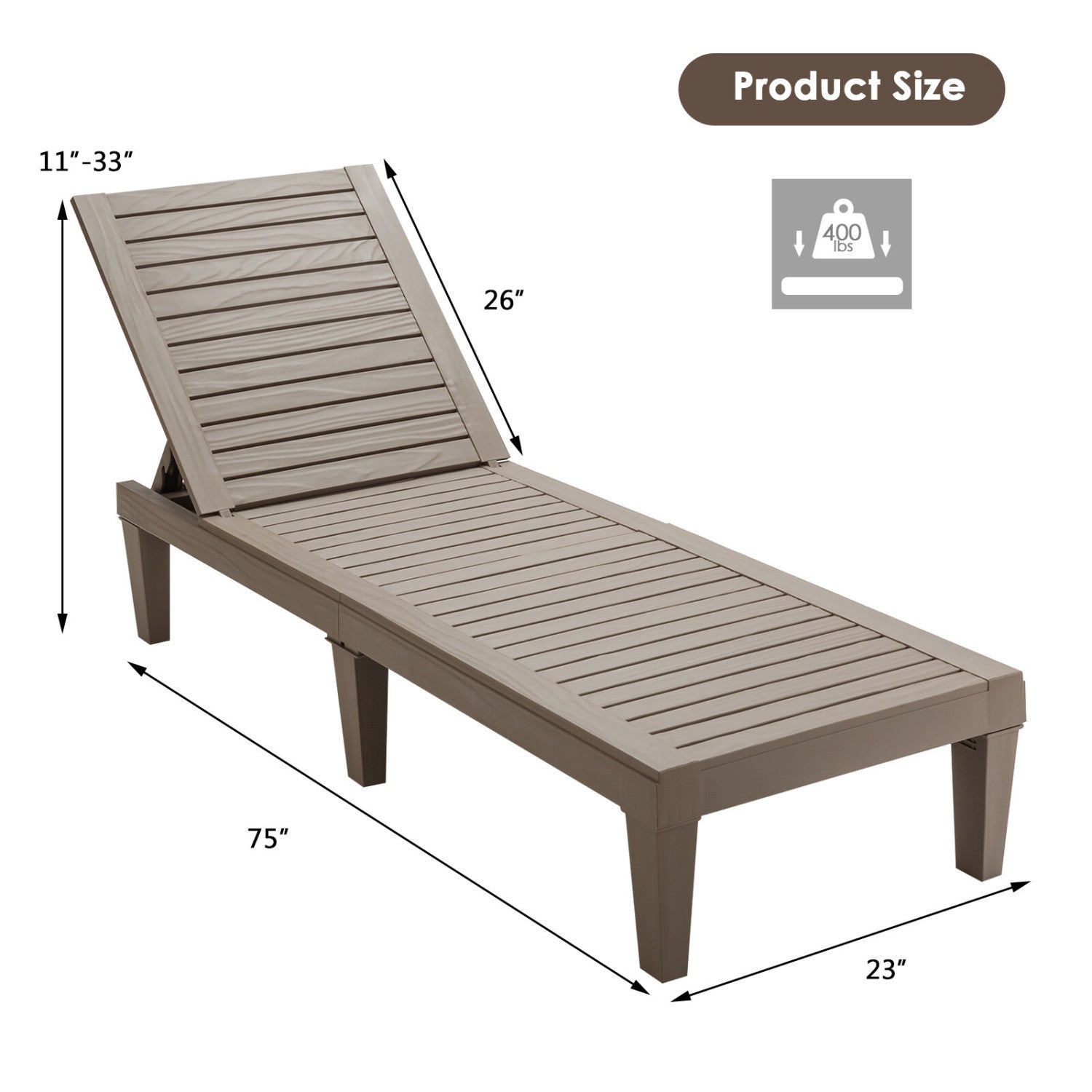 Set of 2 black outdoor chaise lounge chairs with 5-position adjustable backrests for outdoor patio seating by Wilsons Home Store