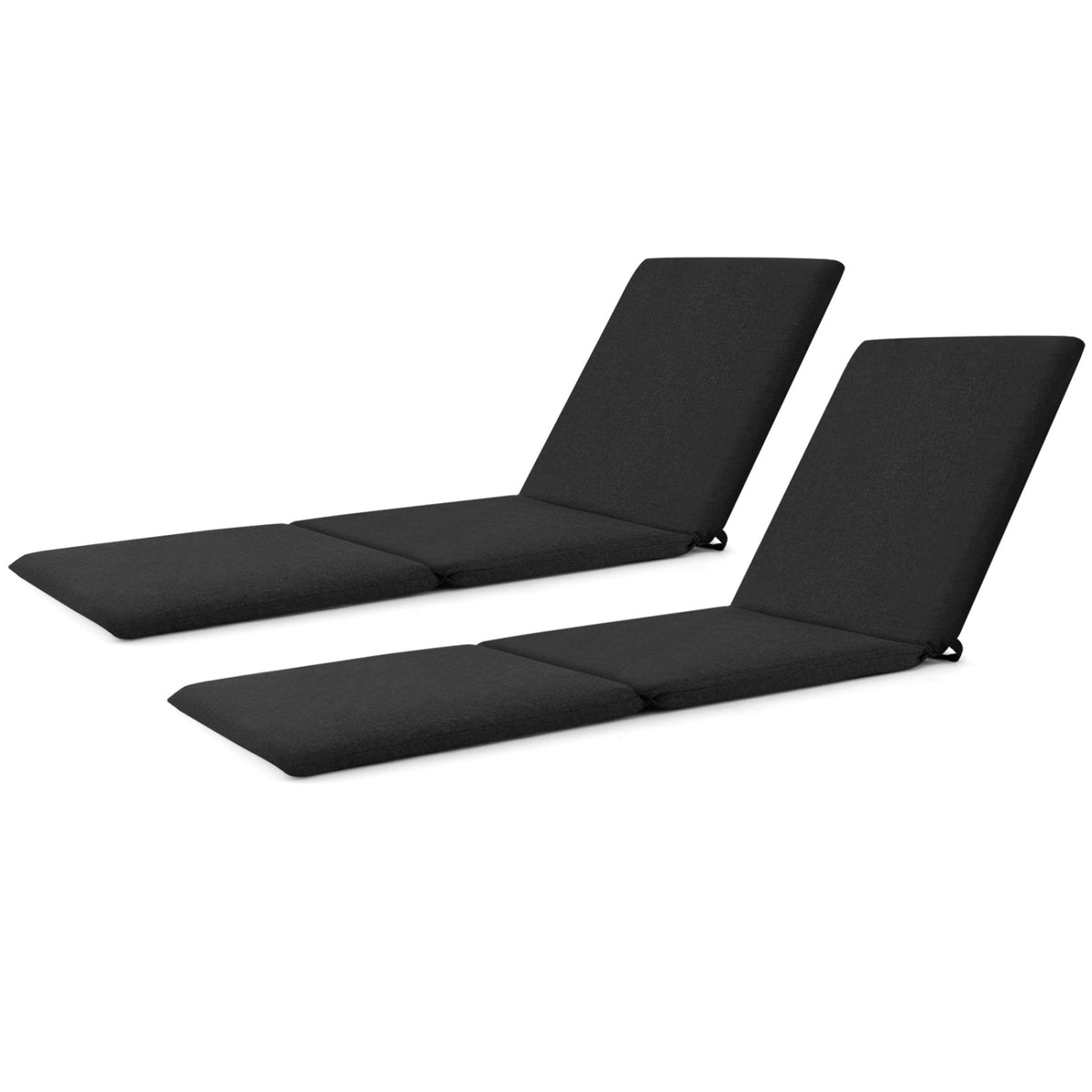 Set of 2 Outdoor Chaise Lounge Cushion Patio Folding Pad-Black