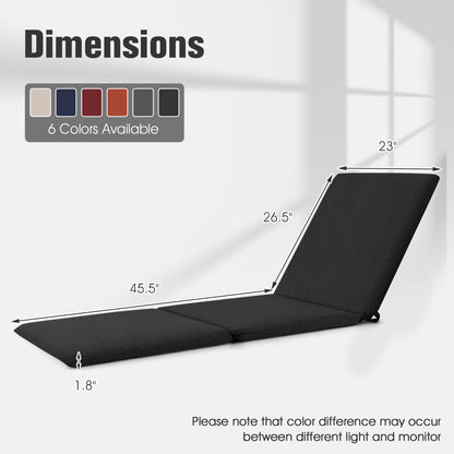 Set of 2 Outdoor Chaise Lounge Cushion Patio Folding Pad-Black