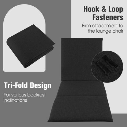 Set of 2 Outdoor Chaise Lounge Cushion Patio Folding Pad-Black