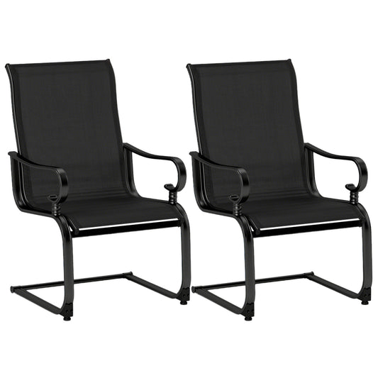 Set of 2 Patio Chairs with Quick-drying and Breathable Fabric for Backyard-Black