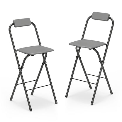 Set of 2 black portable bar height stools with ergonomic seats and footrests for outdoor patio use by Wilsons Home Store.
