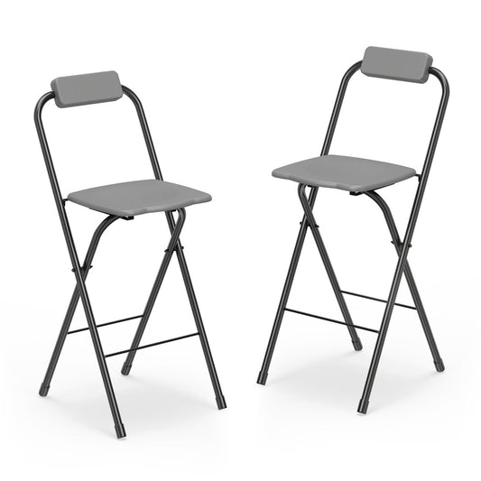 Set of 2 black portable bar height stools with ergonomic seats and footrests for outdoor patio use by Wilsons Home Store.