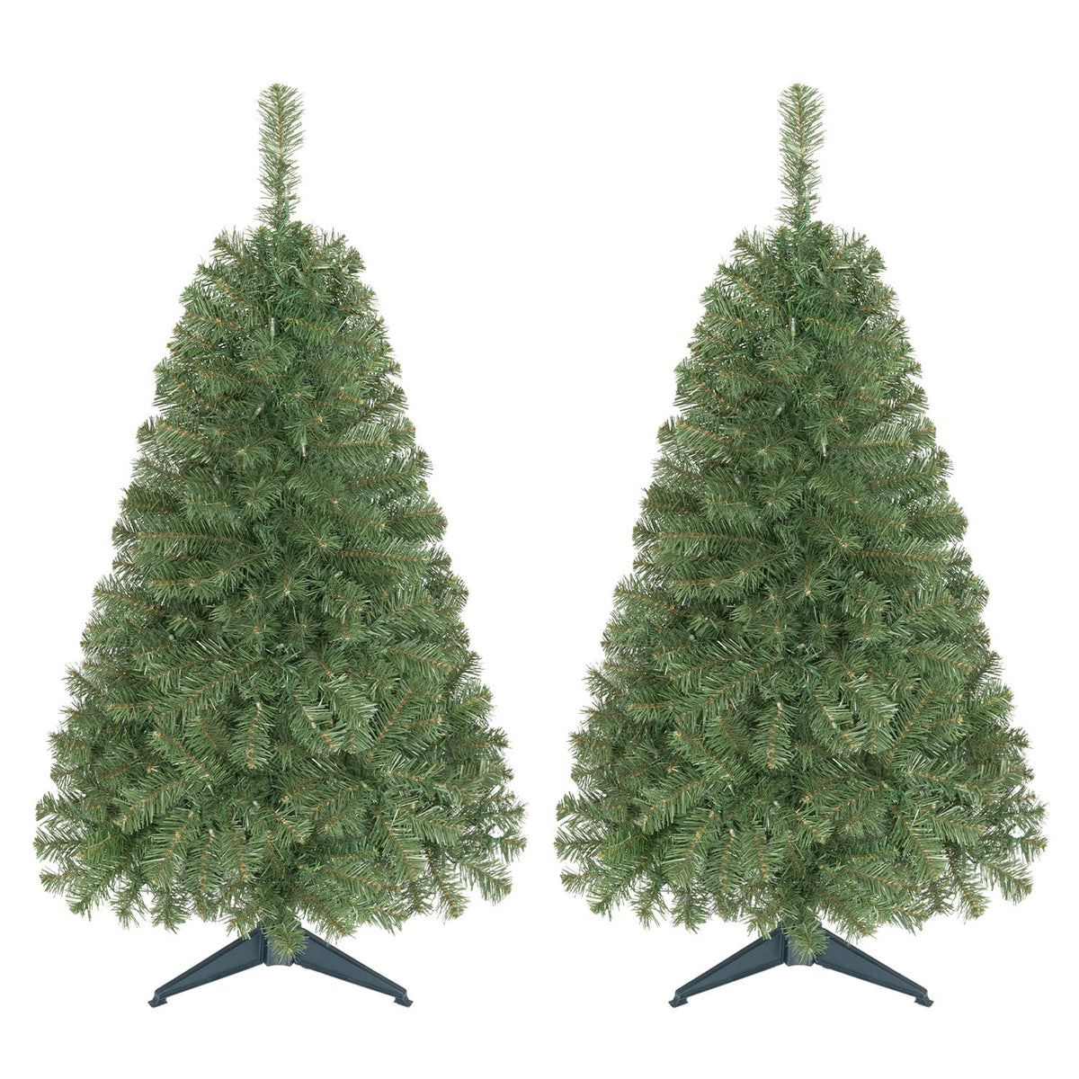 Set of 2 Pre-Lit Artificial Small Christmas Tree with 100 Warm White LED Lights-4 FT