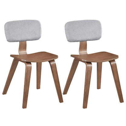 Set of 2 Rubber Wood Dining Room Chairs with Teddy Velvet Padded Backrest-Natural