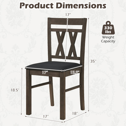 Set of 2 modern gray linen-style upholstered kitchen chairs with rubber wood legs, designed for dining rooms.
