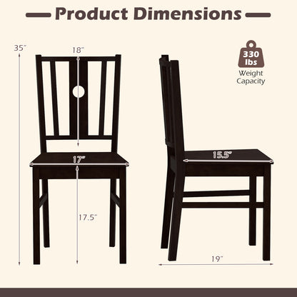 Set of 2 solid rubber wood kitchen dining chairs with slatted curved backrests, ideal for modern kitchen or dining room.